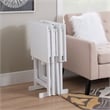 Pemberly Row Traditional Five Piece Wood Tray Table Set in Whitewash