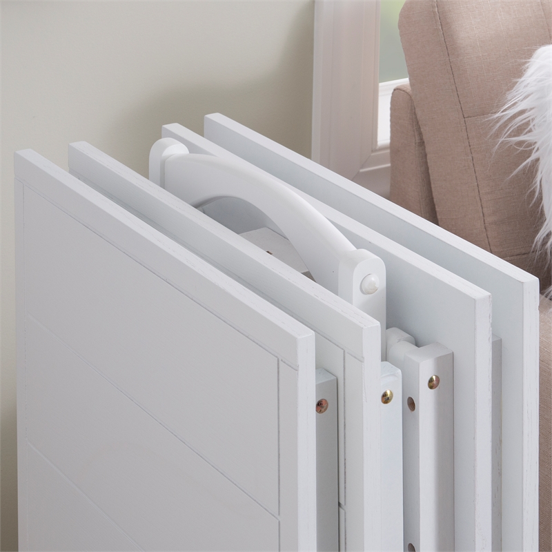 Pemberly Row Traditional Five Piece Wood Tray Table Set in Whitewash