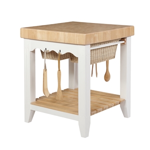 pemberly row transitional wood butcher block kitchen island in white