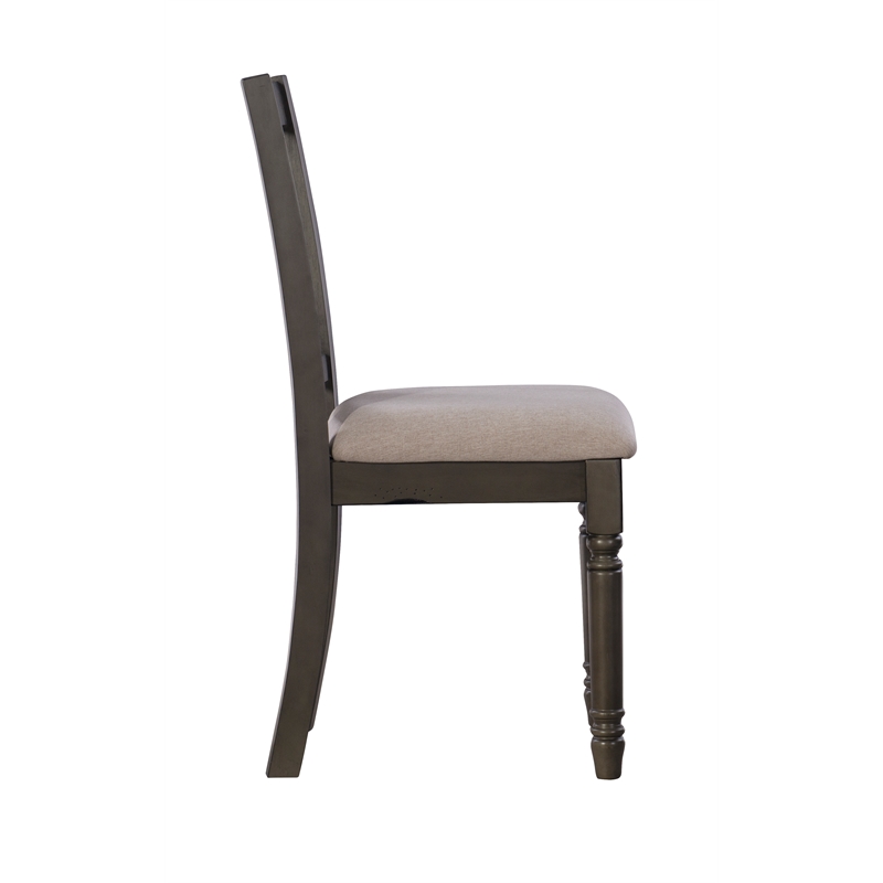 Pemberly Row Transitional Wood Set of Two Dining Side Chairs in Gray