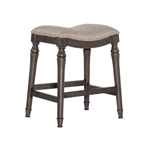 Pemberly Row Transitional Big and Tall 27&quot Wood Counter Stool in Gray