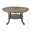 Pemberly Row Transitional Metal and Wood Round Coffee Table in Pewter