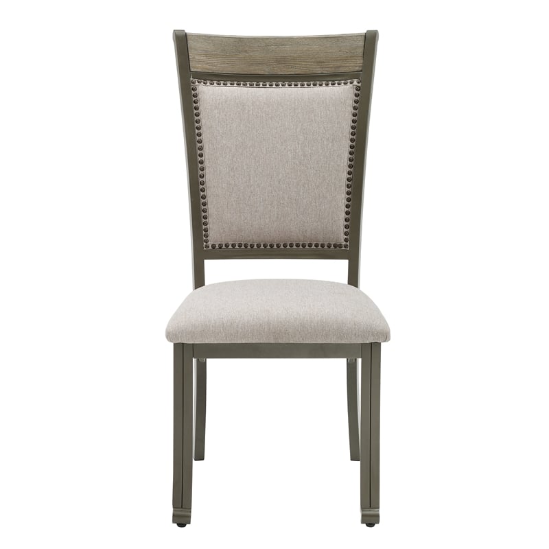 Pemberly Row Transitional 5 Piece Wood and Metal Dining Set in Pewter