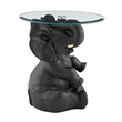 Pemberly Row Transitional Elephant Glass Top Accent Table in Dark Gray