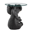 Pemberly Row Transitional Elephant Glass Top Accent Table in Dark Gray