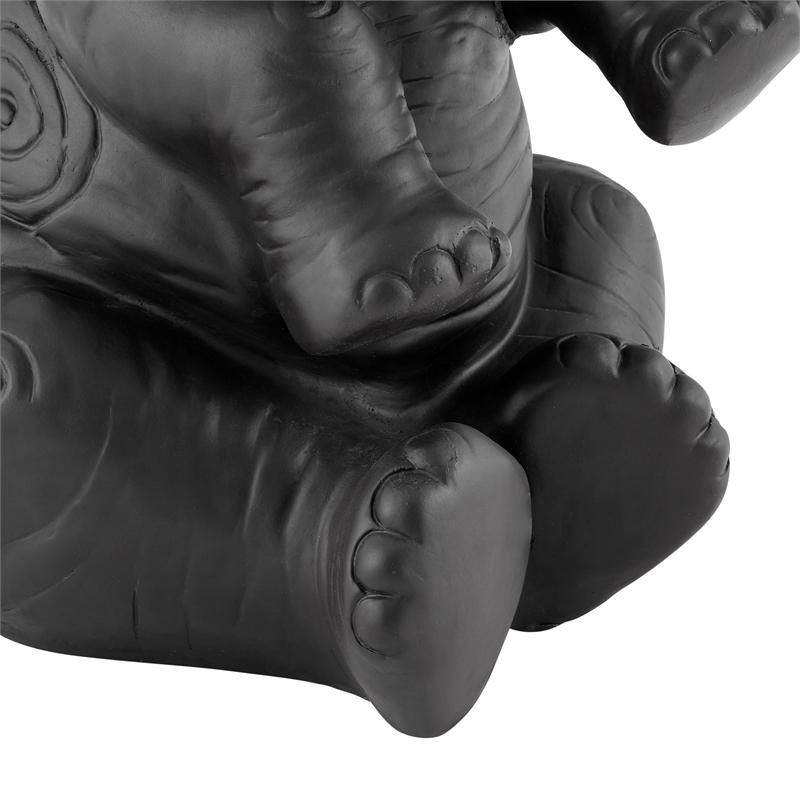 Pemberly Row Transitional Elephant Glass Top Accent Table in Dark Gray