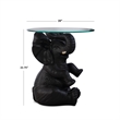 Pemberly Row Transitional Elephant Glass Top Accent Table in Dark Gray