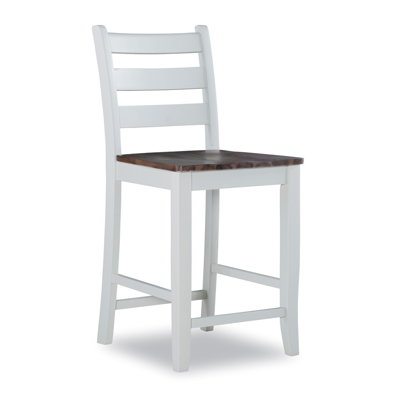 Pemberly Row Contemporary Solid Wood Set of Two Counter Stools in Brown