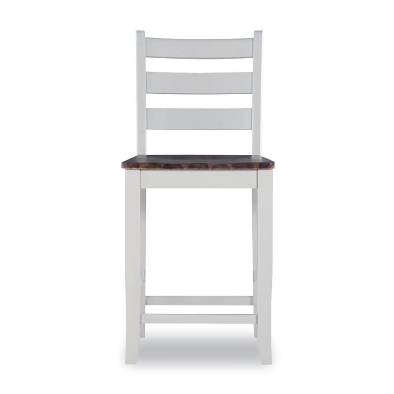 Pemberly Row Contemporary Solid Wood Set of Two Counter Stools in Brown