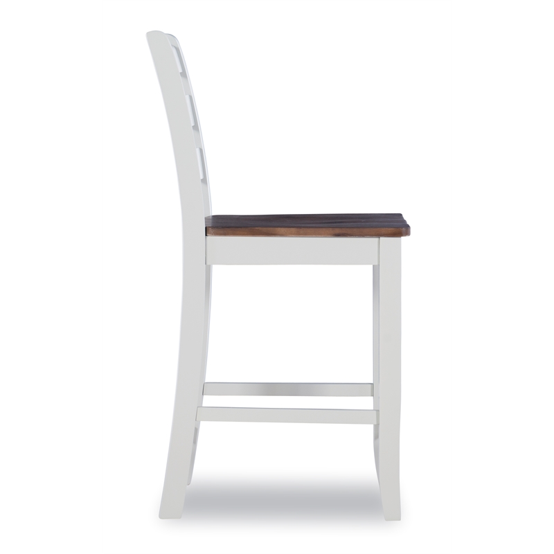 Pemberly Row Contemporary Solid Wood Set of Two Counter Stools in Brown