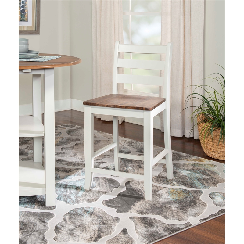 Pemberly Row Contemporary Solid Wood Set of Two Counter Stools in Brown