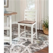 Pemberly Row Contemporary Solid Wood Set of Two Counter Stools in Brown
