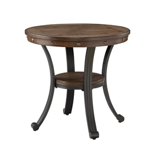 Pemberly Row Traditional Wood and Metal End Table in Rustic Umber Brown