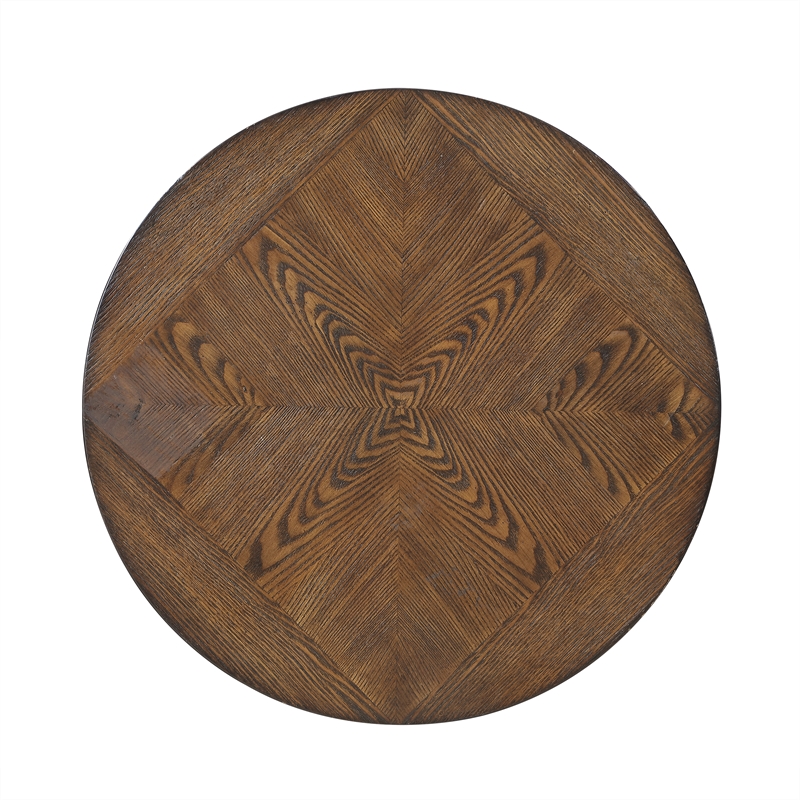 Pemberly Row Traditional Wood and Metal End Table in Rustic Umber Brown