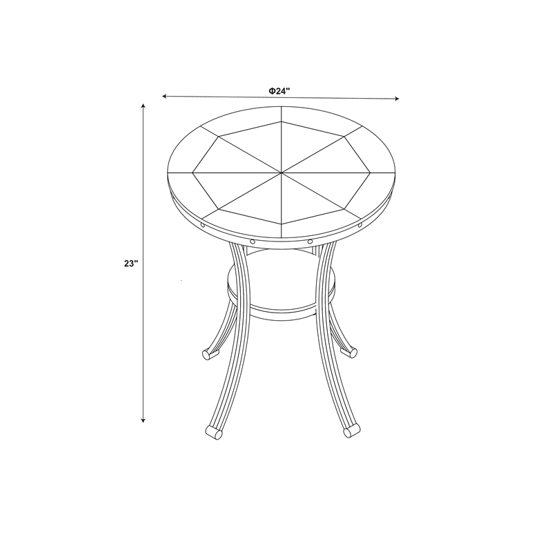 Pemberly Row Traditional Wood and Metal End Table in Rustic Umber Brown