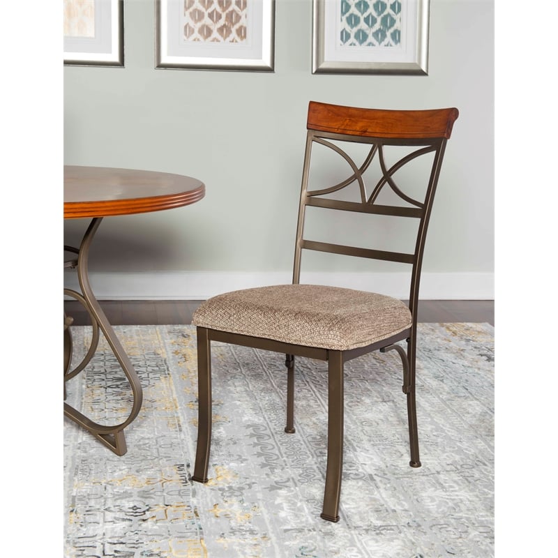 Pemberly Row Transitional Metal Set of Two Dining Side Chairs in Bronze