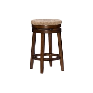 Pemberly Row Transitional 25&quot Wood Swivel Counter Stool in Walnut Brown