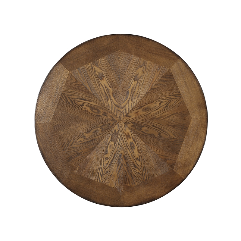 Pemberly Row Transitional Metal and Wood Pub Table in Rustic Umber Brown