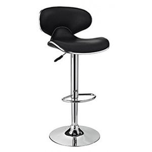 Pemberly Row 31.75&quot Swivel Adjustable Gaslift Metal/PU Barstool in Black/Chrome