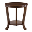 Pemberly Row Round Transitional Wood Side Table with Shelf in Hazelnut Brown
