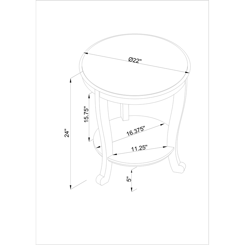 Pemberly Row Round Transitional Wood Side Table with Shelf in Hazelnut Brown