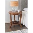 Pemberly Row Round Transitional Wood Side Table with Shelf in Hazelnut Brown