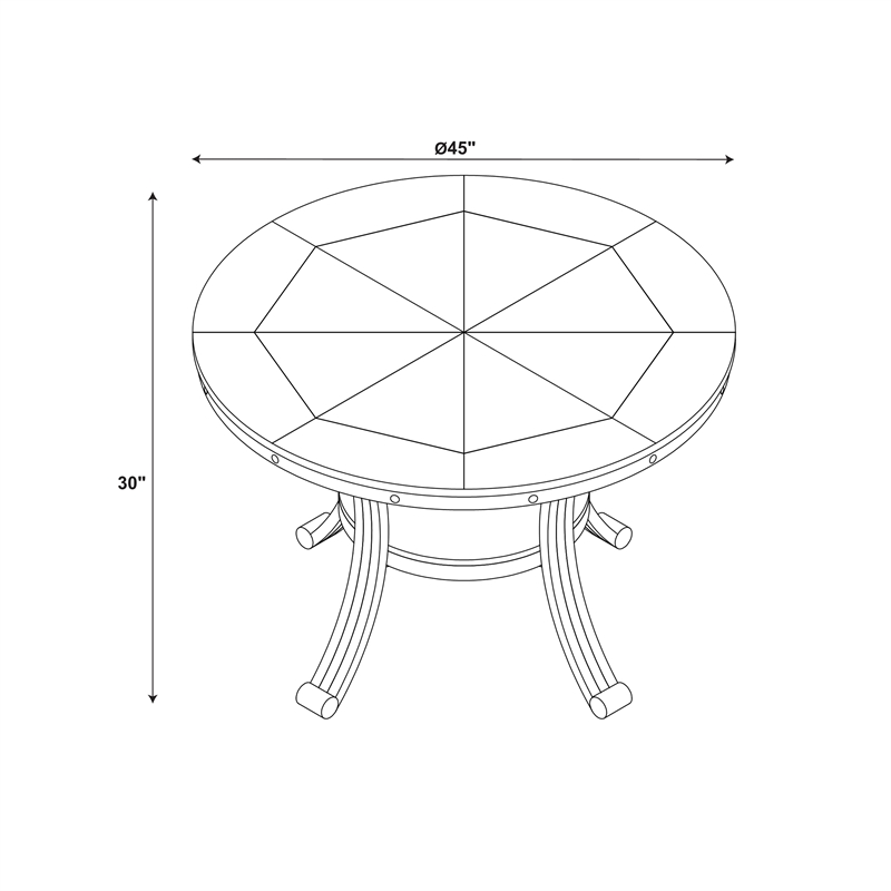 Pemberley Row Metal Pewter Dining Table Round Inlayed Wood Design 45