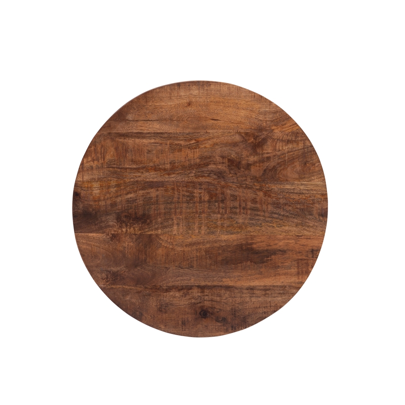 Pemberly Row Modern Small Wood and Metal Drum Table with Storage in Pewter