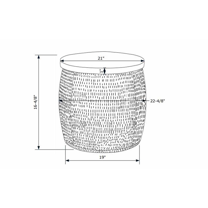 Pemberly Row Modern Small Wood and Metal Drum Table with Storage in Pewter