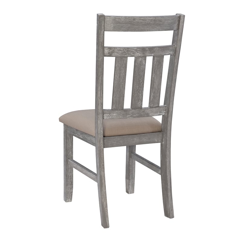 Pemberly Row Farmhouse Wood Dining Side Chairs in Weathered Gray (Set of 2)