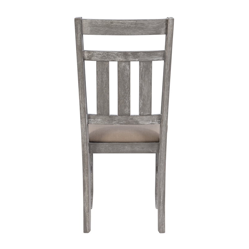 Pemberly Row Farmhouse Wood Dining Side Chairs in Weathered Gray (Set of 2)