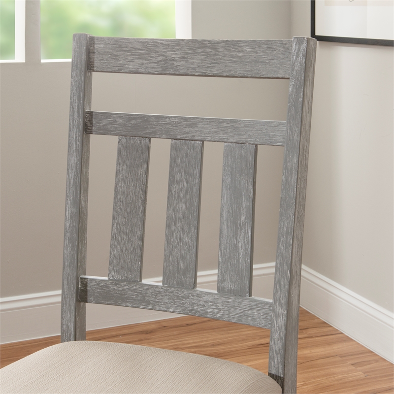 Pemberly Row Farmhouse Wood Dining Side Chairs in Weathered Gray (Set of 2)