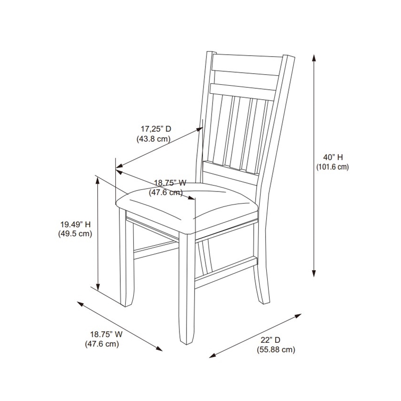 Pemberly Row Farmhouse Wood Dining Side Chairs in Weathered Gray (Set of 2)