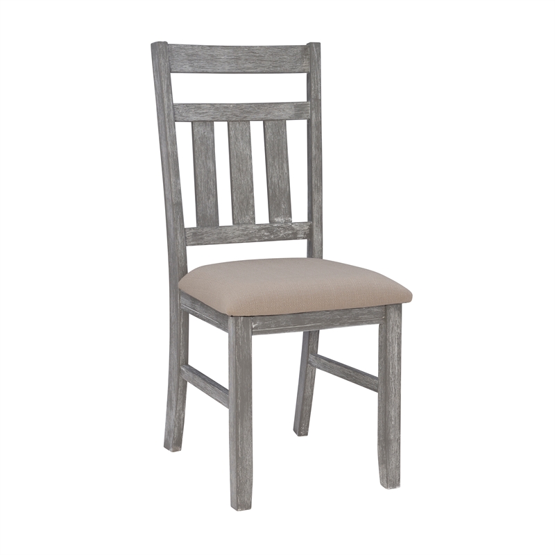 Pemberly Row Farmhouse Wood Dining Side Chairs in Weathered Gray (Set of 2)