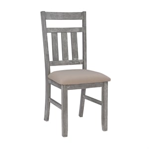 Pemberly Row Farmhouse Wood Dining Side Chairs in Weathered Gray (Set of 2)
