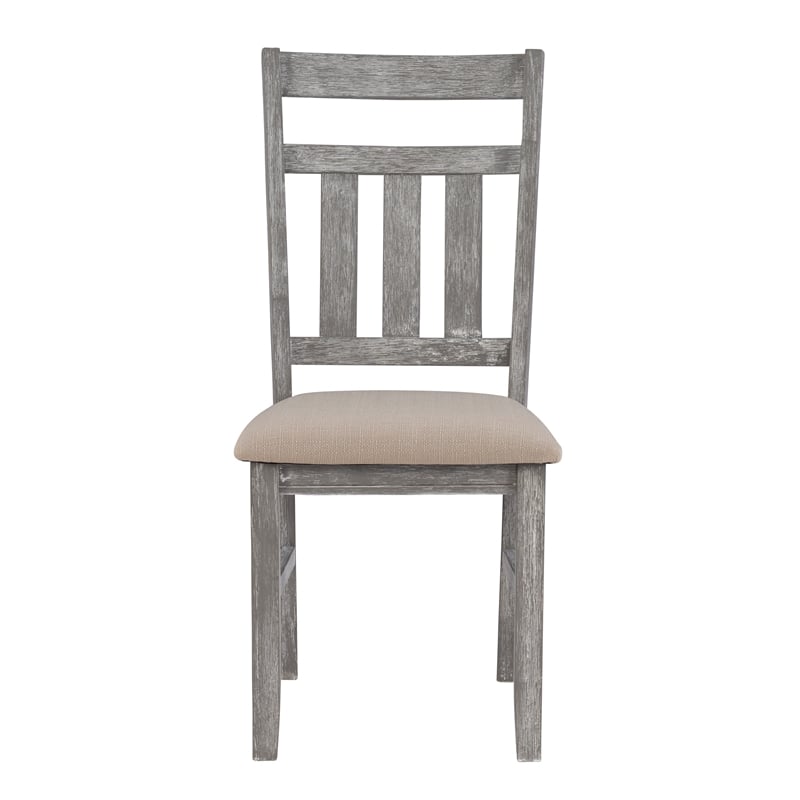 Pemberly Row Farmhouse Wood Dining Side Chairs in Weathered Gray (Set of 2)