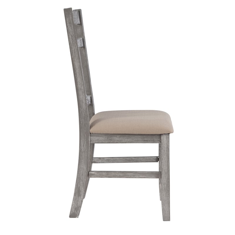 Pemberly Row Farmhouse Wood Dining Side Chairs in Weathered Gray (Set of 2)