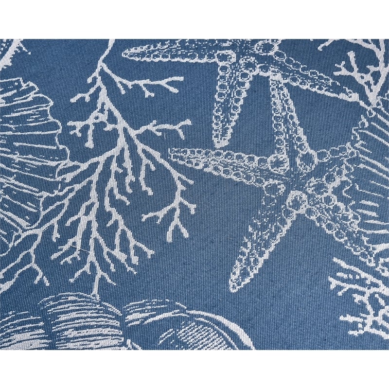 Pemberly Row Swivel Coastal Fabric Club Chair in Blue Seashell Pattern