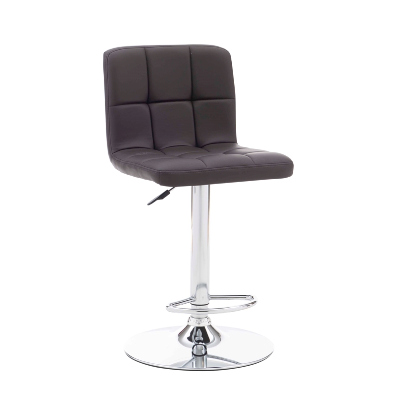 Pemberly Row Modern Metal Upholstered Adjustable Barstool in Chocolate Brown