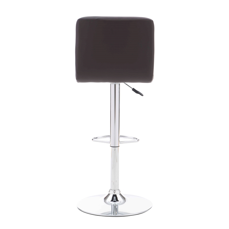 Pemberly Row Modern Metal Upholstered Adjustable Barstool in Chocolate Brown