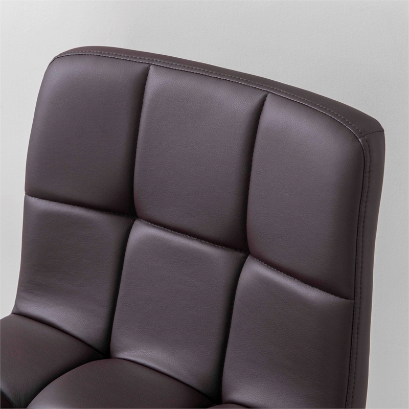 Pemberly Row Modern Metal Upholstered Adjustable Barstool in Chocolate Brown