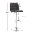 Pemberly Row Modern Metal Upholstered Adjustable Barstool in Chocolate Brown