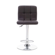 Pemberly Row Modern Metal Upholstered Adjustable Barstool in Chocolate Brown
