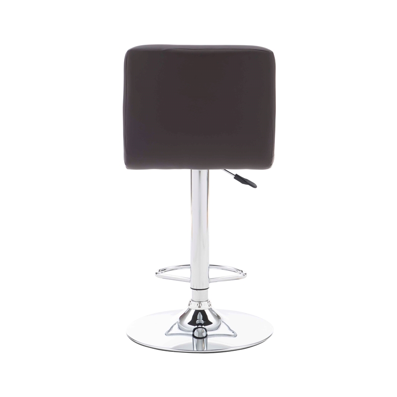 Pemberly Row Modern Metal Upholstered Adjustable Barstool in Chocolate Brown