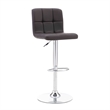 Pemberly Row Modern Metal Upholstered Adjustable Barstool in Chocolate Brown