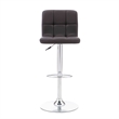 Pemberly Row Modern Metal Upholstered Adjustable Barstool in Chocolate Brown