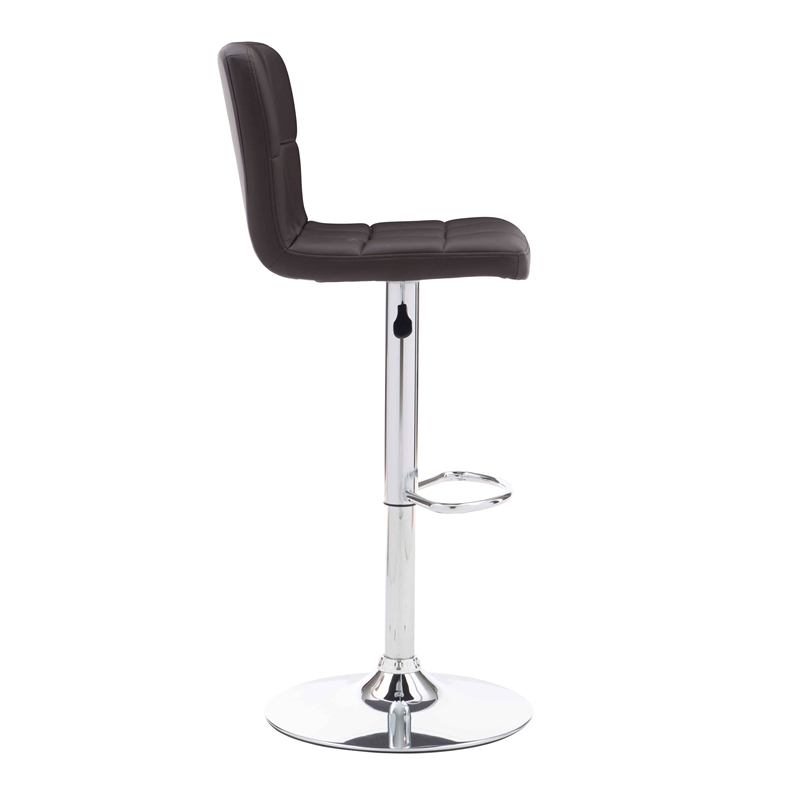 Pemberly Row Modern Metal Upholstered Adjustable Barstool in Chocolate Brown