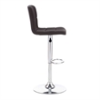 Pemberly Row Modern Metal Upholstered Adjustable Barstool in Chocolate Brown