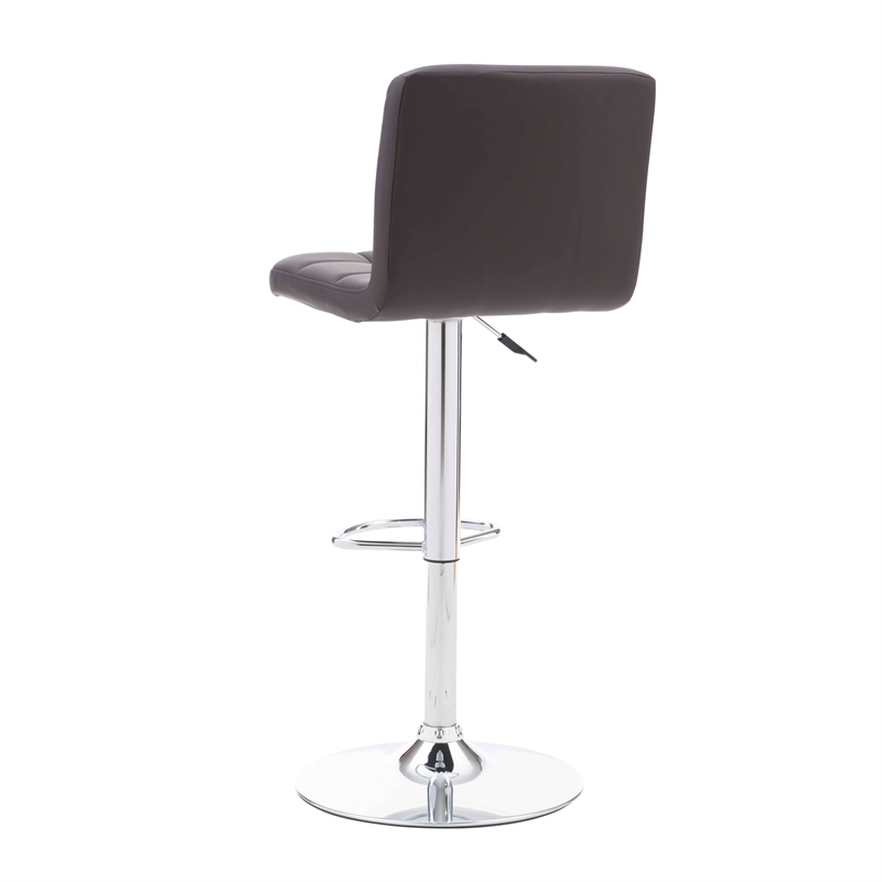 Pemberly Row Modern Metal Upholstered Adjustable Barstool in Chocolate Brown