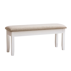 Pemberly Row 19.25&quot Wood/Fabric Storage Bench in Vanilla White/Light Tan